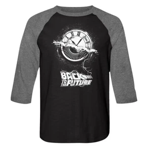 Back To The Future Movie Wheel Of Time Clock Tower Men's Raglan T Shirt - Picture 1 of 4