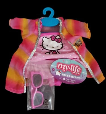 Traje de baño My Life As Hello Kitty rosa y amarillo para gafas de sol rosa muñeca de 18" Foto 1 de 4