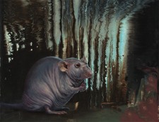 11x14" Original Hairless Rat Oil Painting, pet portrait art, rodent small animal