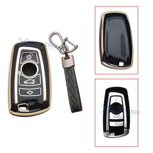 Black Full Cover Keyless Key Fob Case w/Keychain For BMW F20 F21 F22 F23 F30 F34 - Bild 1 von 9