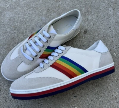Zapatillas Gucci Ace Arco Iris Gamuza Niños Italia 35 EE. UU. 3 Gris Blanco Italia Orgullo Foto 1 de 4