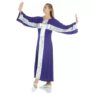 Vestido de cruz Danzcue adoración manga larga alabanza vestido de baile - Imagen 1 de 6