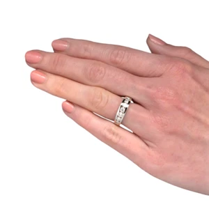 1 Ct Round Cut Lab Created Diamond Band Wedding 14K White Gold 5.5 mm E F VS - Picture 1 of 13