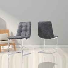 Modern Dining Chairs Set of 2/4/6 Kitchen Fabric Padded Seat Furniture Metal Leg