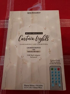 Merkury Innovations 78 LED Music Reactive Cascading Curtain Lights w/Remote - Picture 1 of 7