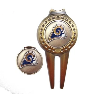 Los Angeles (LA) Rams Hat Clip & Divot Tool with Golf Ball Marker Combo - Picture 1 of 4