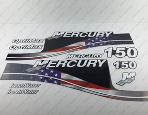 Mercury 150 HP Optimax FreshWater USA Flag Edition outboard engine decal set - Picture 1 of 8