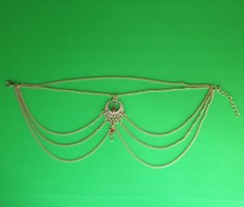 Pretty Gold Tone Chains & Red Beads Upper Armband Cuff Armlet: Uk Seller