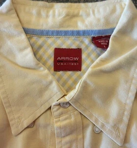 Arrow Herren Größe Large Langarm Button Down Hemd gelb - Bild 1 von 2