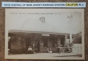 c: 1918 CENTRALE DI NUOVA MAGLIA STAZIONE FERROVIARIA CALIFON N.J Cartolina Litografia B/N Con B - Foto 1 di 2