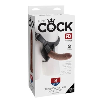 King Cock Strap on Harness with 8" Cock - Realistic Dong Sex Toy - Image 1 of 4