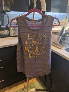 Flywheel Sport Spin Tank Top Peace Love Musik Fly lila meliert gold Gr. L Neu mit Etikett - Bild 1 von 4