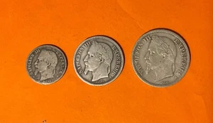 1 FRANC 1867 NAPOLEON III EMPEROR laureate head FRANCE / SILVER _ LOT - - Picture 1 of 2