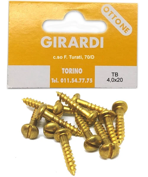VITE A LEGNO IN OTTONE TESTA BOMBATA mm4,0x20 - DIN 96 - pz 20/50/100 - Immagine 1 di 1