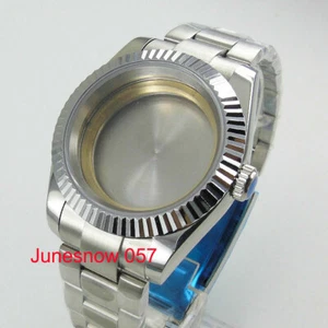 Top Watch Case Fit ETA 2836 MIYOTA Movement Sapphire Glass Steel Watch Band - Picture 1 of 4