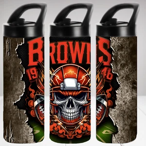 Cleveland Browns Totenkopf 20 Unzen Edelstahl Thermo Wasserflasche - Bild 1 von 1