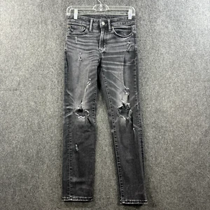 American Eagle Slim Jeans Men's 26x28 Black Extreme Flex Light Wash Destroyed - Picture 1 of 10