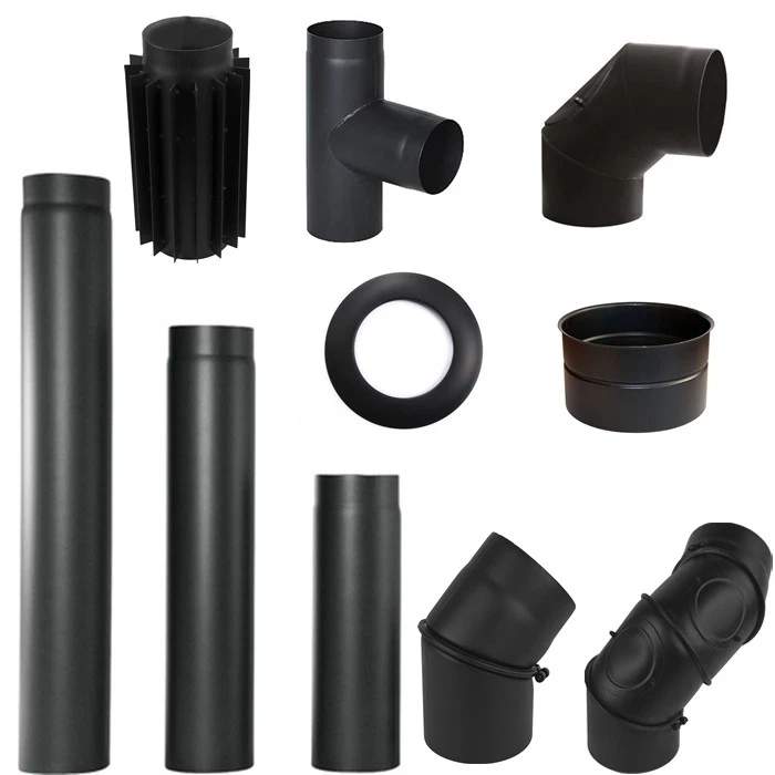 Kaminrohr Ofenrohr Rauchrohr Bogen Wandfutter Stahlrohr Schwarz 2mm Kamin Ofen - Bild 1 von 1