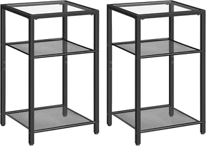 Side Tables Set of 2, 3-Tier Slim Nightstands with Storage Shelves, Modern End T - Picture 1 of 9