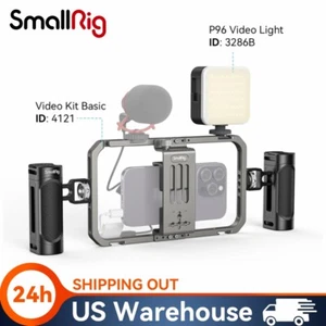 SmallRig Universal Phone Cage + Mini LED Video light for Vlogging for iPhone 15 - Picture 1 of 15