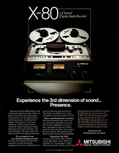 vtg MITSUBISHI X-80 MAGAZINE PRINT AD Digital Audio Recorder Analog Tape Pinup - Foto 1 di 1