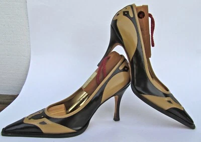 Zapatos de salón Dolce And Gabbana hechos en Italia negros y camel talla 37 1/2 M. $1195 ¡Nuevos! Foto 1 de 4
