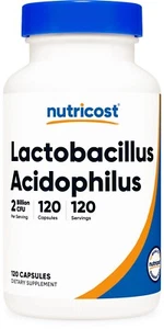 Nutricost Lactobacillus Acidophilus 2 Billion CFU, 120 Vegetarian Capsules - Picture 1 of 5