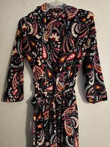 Vera Bradley Woman PAINTED PAISLEY L/XL Plush Soft Bath Lounge Robe Belt Pockets - Picture 1 of 7