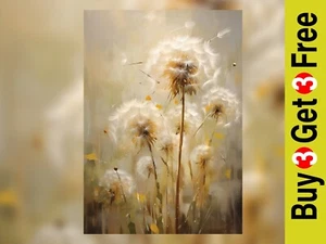 Ethereal Dandelion Art Print 5"x7" - Soft Floral Matte Nature Wall Decor - Picture 1 of 6