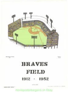 ATLANTA BRAVES FIELD BASEBALL 1912-1952 STADIUM POSTER 18x24 Inches 1990'S C.P. - Picture 1 of 1