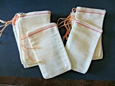 Lot of 18 Drawstring Cotton Muslin Bags 3"x 4-3/4"