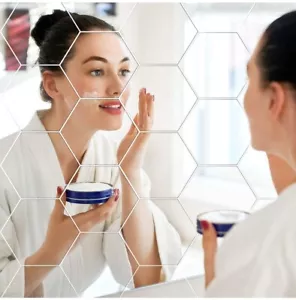Flexible Mirror Sheets Self Adhesive 10 x 8.6 x 5 cm Non Glass Mirror Tiles 36pc - Picture 1 of 4