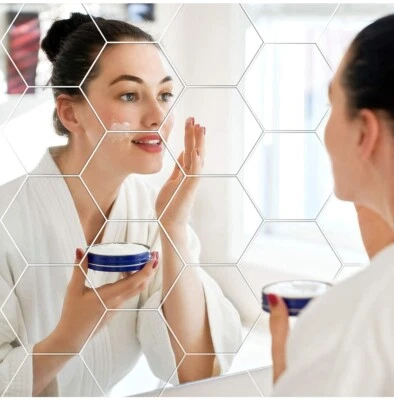 Flexible Mirror Sheets Self Adhesive 10 x 8.6 x 5 cm Non Glass Mirror Tiles 36pc - Image 1 of 4