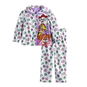 Paw Patrol Toddler Girls 2 Pc Button Up Pajama Set NWT   Size  2T     White 
