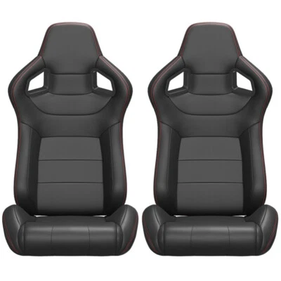 2PC Racing Bucket Seats for Volvo - PVC Leather, Reclinable, Carbon Look Foto 1 de 4