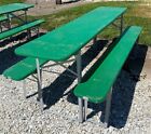 Wood Vintage German Beer Garden Table and Benches, Oktoberfest Picnic Table G63