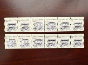 (2) US #2225 Coil Strip of 6 Plate #1 Omnibus 1c MNH - Picture 1 of 3