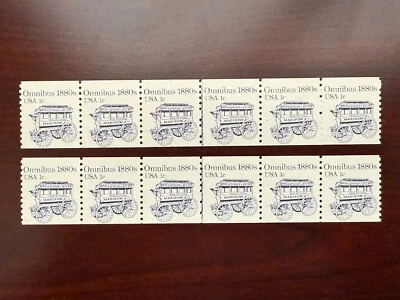 (2) US #2225 Coil Strip of 6 Plate #1 Omnibus 1c MNH - Image 1 of 3