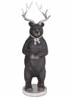 Bear Figure Teddy With Antler Decorative Sculpture Grizzly Brown New