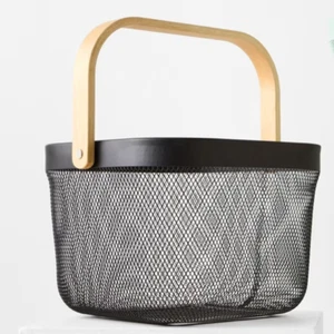 Wire Mesh Basket Black Mesh Design Top Carry Handle Storage Box - Picture 1 of 37