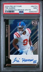 JUEGO PROFESIONAL HOJA 2024 AUTÓGRAFOS PUROS TRE HARRIS SHIMLESS-BRONCE ESPECTRO #/15 PSA 9 - Imagen 1 de 2