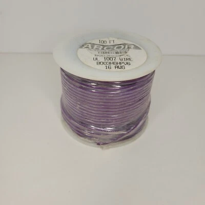Arcor Ul1007 Commercial Wire, Spooled, Violet, 16 AWG, 0.0508" Diameter, 100' Foto 1 de 4