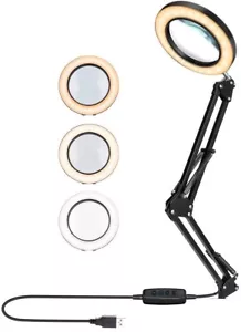 5X Magnifying Glass LED Light Magnifier Desk LED Welding/Reading Lamp With Clamp - Picture 1 of 12
