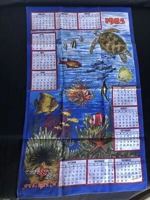 Torchons Calendrier 1985 Tropical Sea Australia/vintage calendar tea towel - Photo 1/4