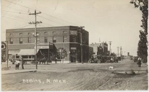 ANTIKE RPPC DEMING N MEX. MAIN ST. TEXACO, HOTEL, BAR, CAFE, LUNCHROOM, GARAGE - Bild 1 von 3