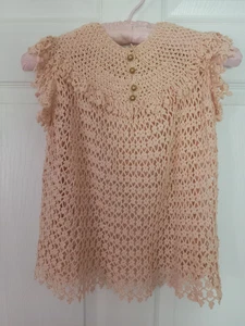 Vintage handmade 1940 crochet baby dress with 2 embroidered underdresses - Picture 1 of 13