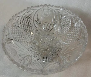 ABP American Brilliance Cut Crystal 3 Fuß Schale Linienschliff Rosen Antik 5x8,5 Zoll - Bild 1 von 17