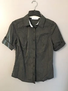 ST JOHN'S BAY DAMEN SCHWARZ/WEISS GESTREIFTE BUTTON DOWN BLUSE - GR. S - Bild 1 von 5