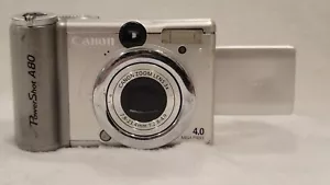 Canon PowerShot A80 Digital Camera - Parts/Repair/Powers On/Worn Mem Card Error - Picture 1 of 8