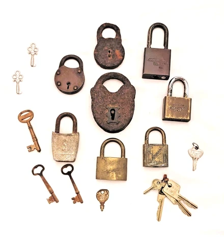 Lock and Key LOT Vintage Antique Cover